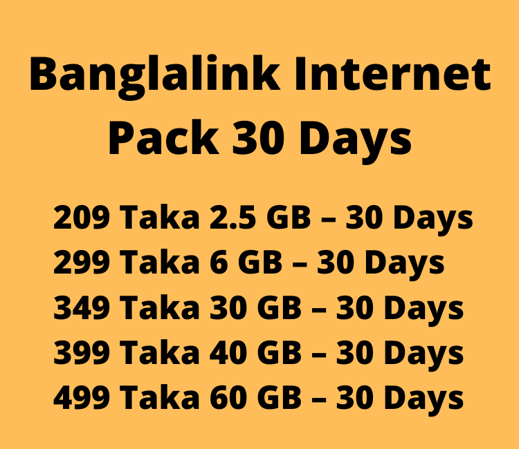 Banglalink Internet pack 30 Days